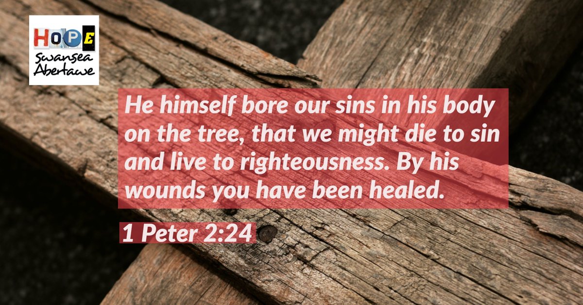 SwanseaHope's tweet photo. He himself bore our sins in his body on the tree, that we might die to sin and live to righteousness. By his wounds you have been healed. #GoodFriday https://t.co/zaTw1UVRC3