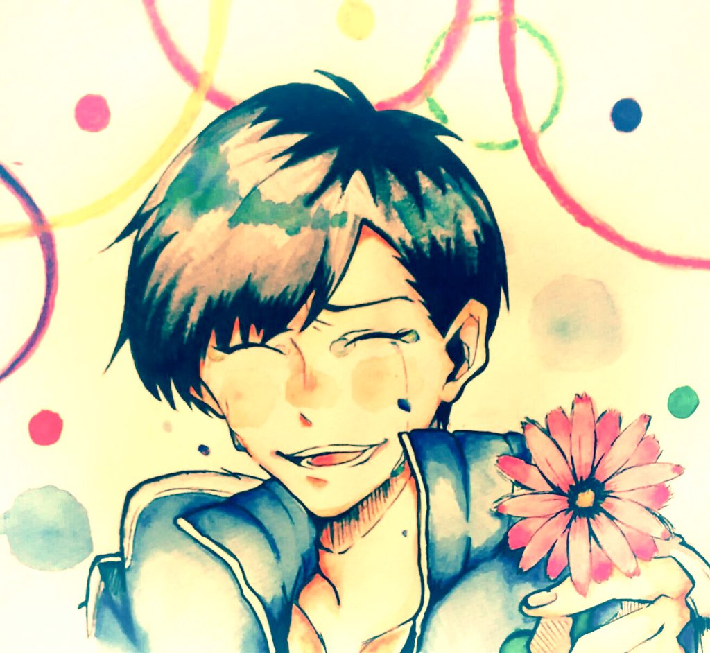 ট ইট র マヨパフェ コーラ おそ松さん おそ松さん好きと繋がりたい おそ松さんクラスタと繋がりたい カラ松 水彩イラスト 水彩色鉛筆 リクエストのカラ松です 私的自分絵六つ子描きやすさ カラ松 おそ松 トド松 チョロ松 一松 十四松