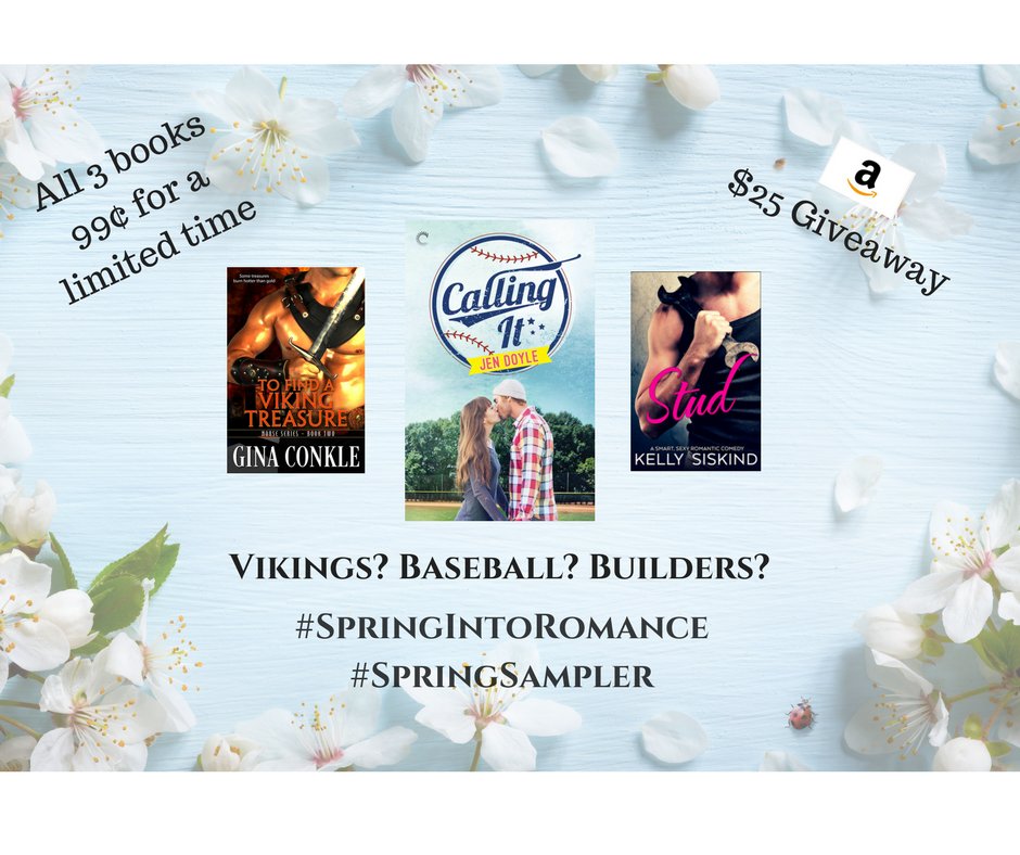 jendoyleink's tweet photo. #Baseball players? Builder/Bankers? #Vikings? Why not all three? All 3 books in this #romance #springsampler are on sale for #99cents. PLUS there's a #giveaway! Head on over to https://t.co/18NEyuP3cM for more details and to enter. https://t.co/jTF6DdXAk3