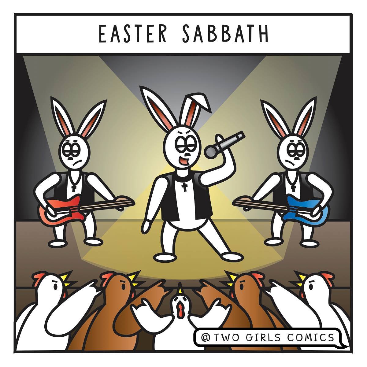 EmmScotty's tweet photo. HAVE A ROCKIN' EASTER LONG WEEKEND!! 🐰🐣🥚🐥🌼

#easter #weekend #EasterWeekend #sabbathday #goodFriday #EasterHolidays #longweekend #EasterBunny #comicstrip https://t.co/CsscXhY9be