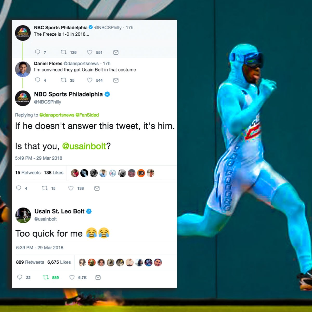 NBCOlympics's tweet photo. Bolt vs. Freeze. Make it happen @Braves. https://t.co/U6JobwHMIJ
