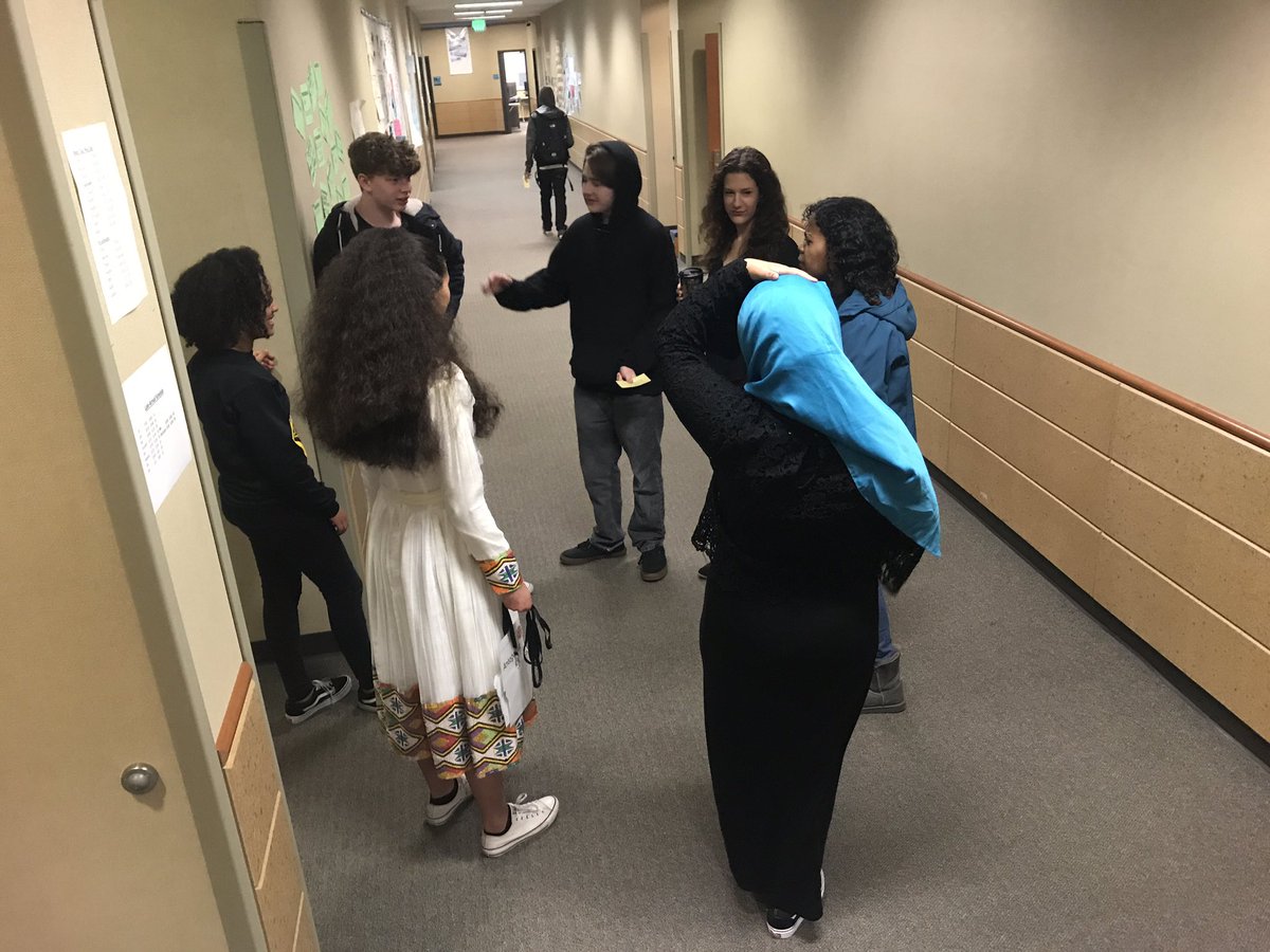 MRHS_CC's tweet photo. It's Multicultural Day @TheRamPack!! Leads from the @MountRainierBSU is in Ms. Milstid's 2nd period practicing how to interrupt racism #ForumTheater #YouthVoices https://t.co/UMrkMNERJG
