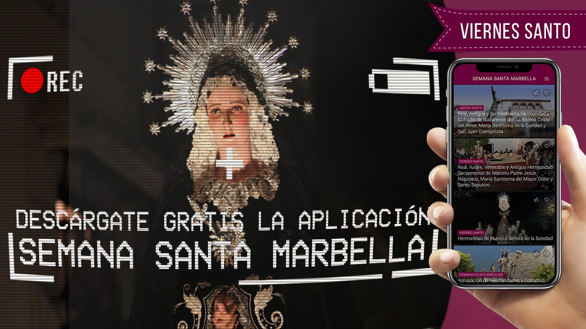 semanasantamarb's tweet photo. #ViernesSanto | Descárgate la #app «Semana Santa #Marbella» y consulta los horarios e itinerarios de las procesiones de las Cofradías @HerNazarenomar y Soledad. La Guía Cofrade más completa disponible en iOS y Android #SemanaSanta2018 #CofradiasMLG → https://t.co/klvlW0aVos https://t.co/lYg2Nwha90