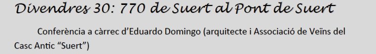 Avui, a les 19:30 a la Setmana Santa Cultural a #ElPontdeSuert #AltaRibagorça:  770 de Suert al Pont de Suert, amb #EduardoDomingo @1974mrollan <a href="/iramunt/">Institut Ramon Muntaner</a> <a href="/IEI_lleida/">IEI</a>  <a href="/CCAltaRibagorca/">CC Alta Ribagorça</a>  <a href="/AltaRibagorca/">Turisme Alta Ribagorça</a>