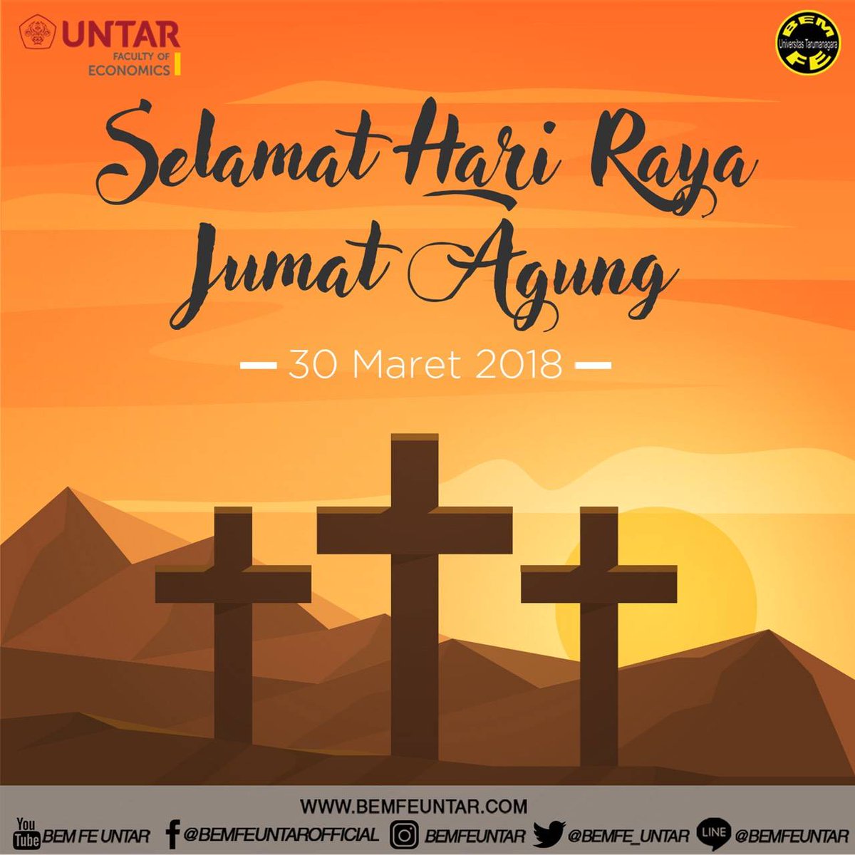 God so loved the world that He gave His only begotten son – John 3:16

May the grace and Lord surround and be with you on Good Friday 😇

#GoodFriday #JUMATAGUNG #BEMFEUNTAR #FEUNTAR #UNTAR