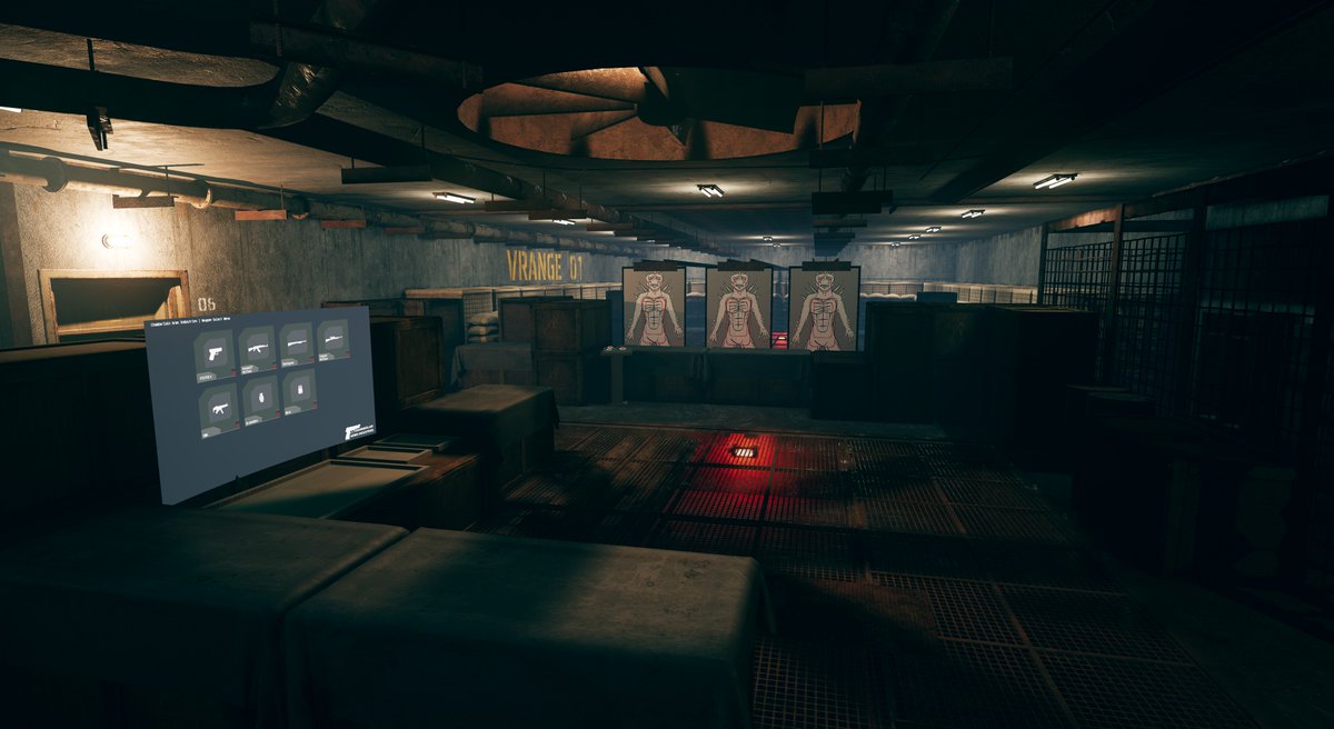 VRangeGame's tweet photo. Things are progressing with our Origin Shooting range! Weapon Spawning, Destructible Environments and loads a props to play with! #gamedev #gamedevelopment #unreal #ue4 #VR #VRange https://t.co/kPQDHrnMqA