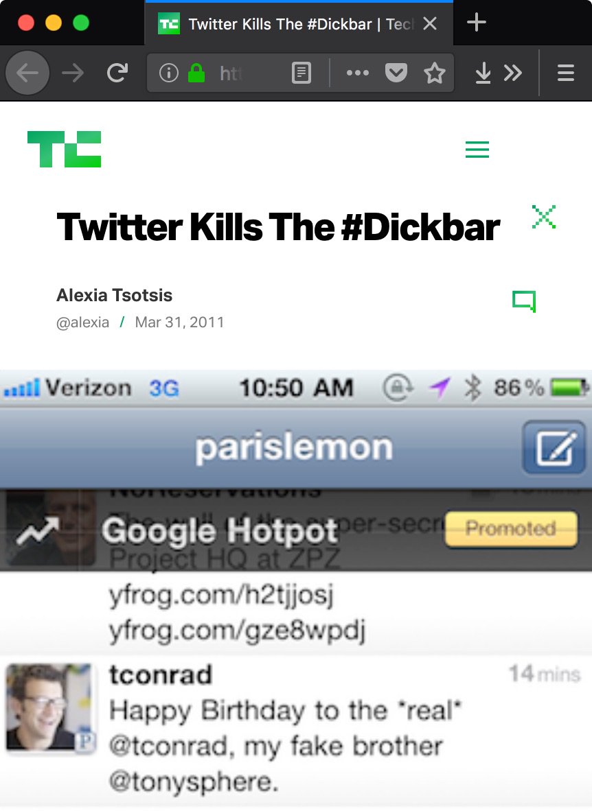 _Ninji's tweet photo. tired: complaining about your favs appearing to other people
tired: complaining about the algorithmic timeline
also tired: complaining about promoted tweets
absolutely WIRED: complaining about the #dickbar https://t.co/6oeLZZDsc7