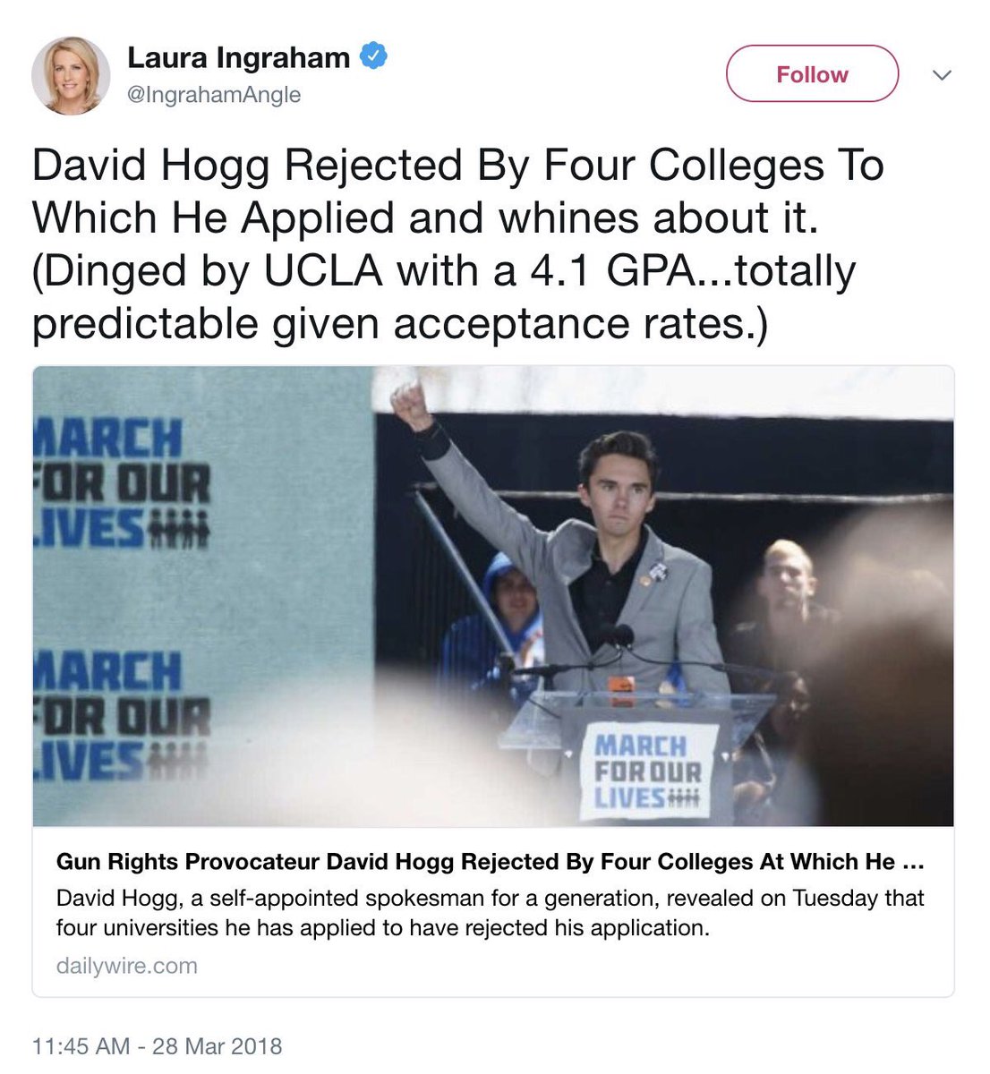 90scover's tweet photo. @DIRECTV Stop advertising on Laura Ingraham’s show, this is what she does https://t.co/W0XwcsGyKW