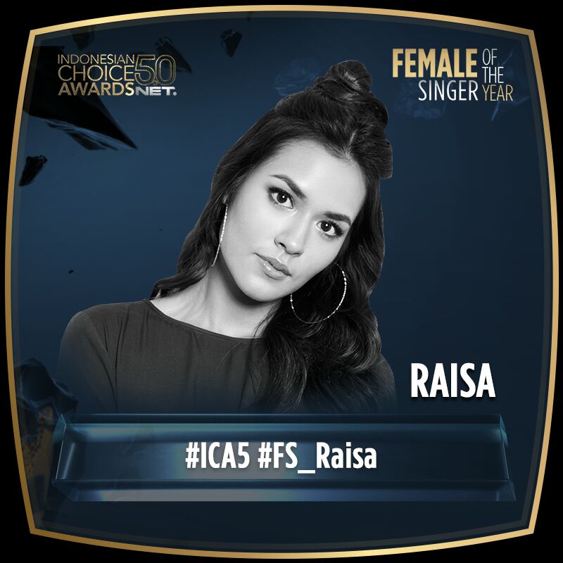 VOTE <a href="/raisa6690/">Raisa Andriana</a> sebagai Female Singer of the Year Indonesian Choice Awards 5.0 via Twitter &amp; Facebook dengan format:

#ICA5 (spasi) #FS_Raisa (spasi) <a href="/netmediatama/">Netmedia</a> 

Info lengkap: zulu.id/ica5
