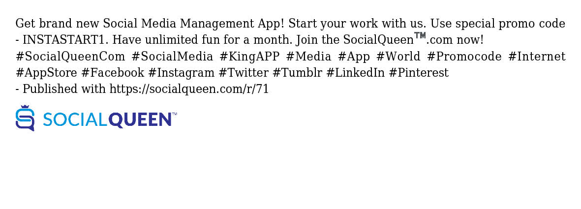SocialQueen_Com's tweet photo. #SocialQueenCom #SocialMedia #KingAPP #Media #App #World #Promocode #Internet #AppStore #Facebook #Instagram #Twitter #Tumblr #LinkedIn #Pinterest
- Published with https://t.co/xaYuA1WK5E https://t.co/vlPpbx7kR7