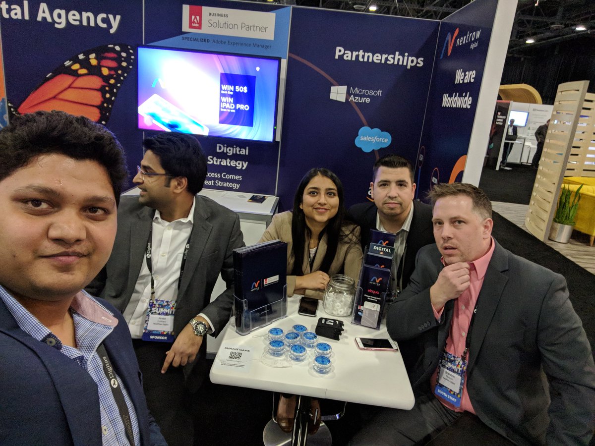 nextrowdigital's tweet photo. As #AdobeSummit comes to an end, we would like to thank everyone who visited our booth; we hope that your objectives for attending were met. You can still get in touch with our experts at https://t.co/Snx3a8aOgg #AEM #AEM64 #AI #AdobeSensei #NextRowDigital #DigitalExperience https://t.co/j6nHIMclPd