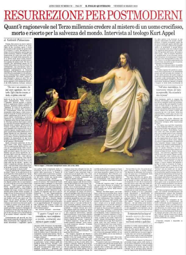 Credere oggi alla #Resurrezione 
Intervista di #GabrielePalasciano al teologo viennese Kurt Appel oggi sul <a href="/ilfoglio_it/">Il Foglio</a>