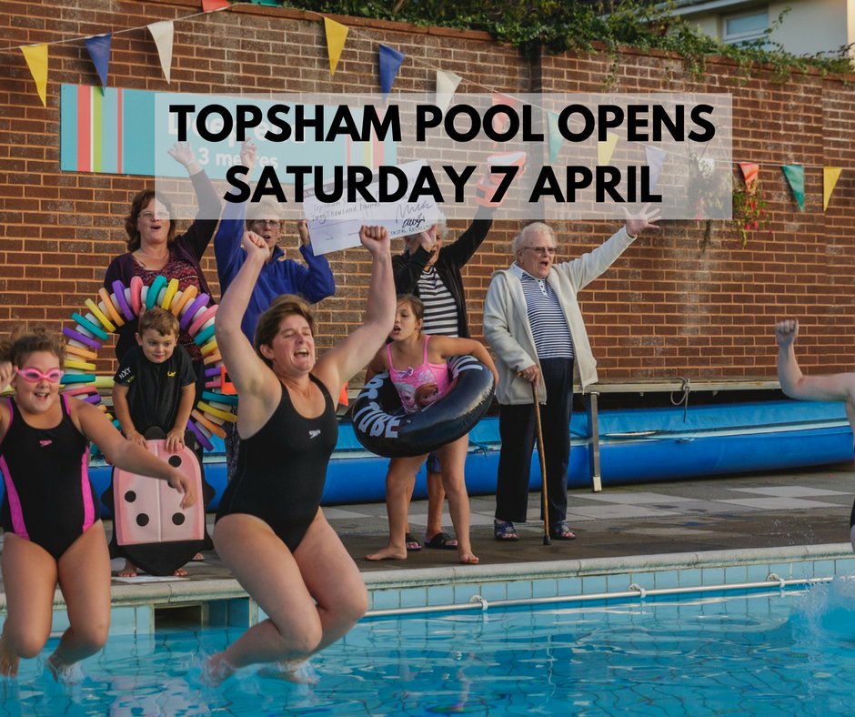 Just a week and a day to go until we open our doors for 2018! Come rain or shine, we'll have the pool lovely and warm for you. Who's coming in? #Saturday7April #LoveTopsham #Topsham