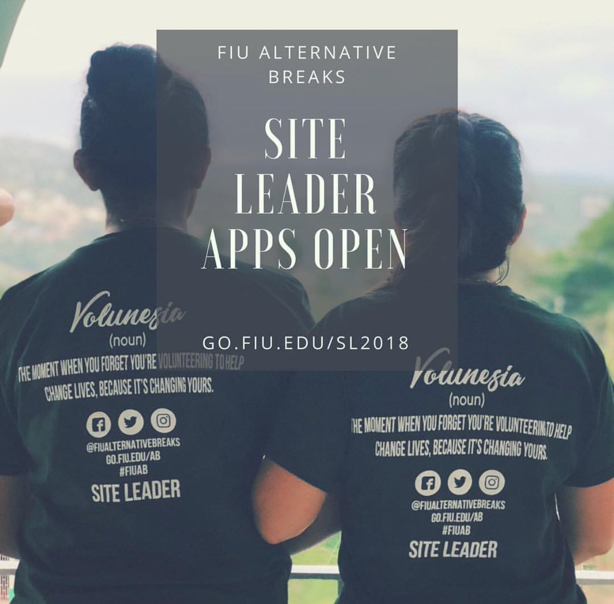 ‼️SITE LEADER APPS ARE OPEN‼️

This is your chance to get involved on campus and change the lives of HUNDREDS around the world!

‘17-‘18 SLs &amp; Participants helped those from Kentucky to even Thailand!

Sign up today at: Go.Fiu.edu/SL2018

#FIU22 #FIU21 #FIU20 #FIU19