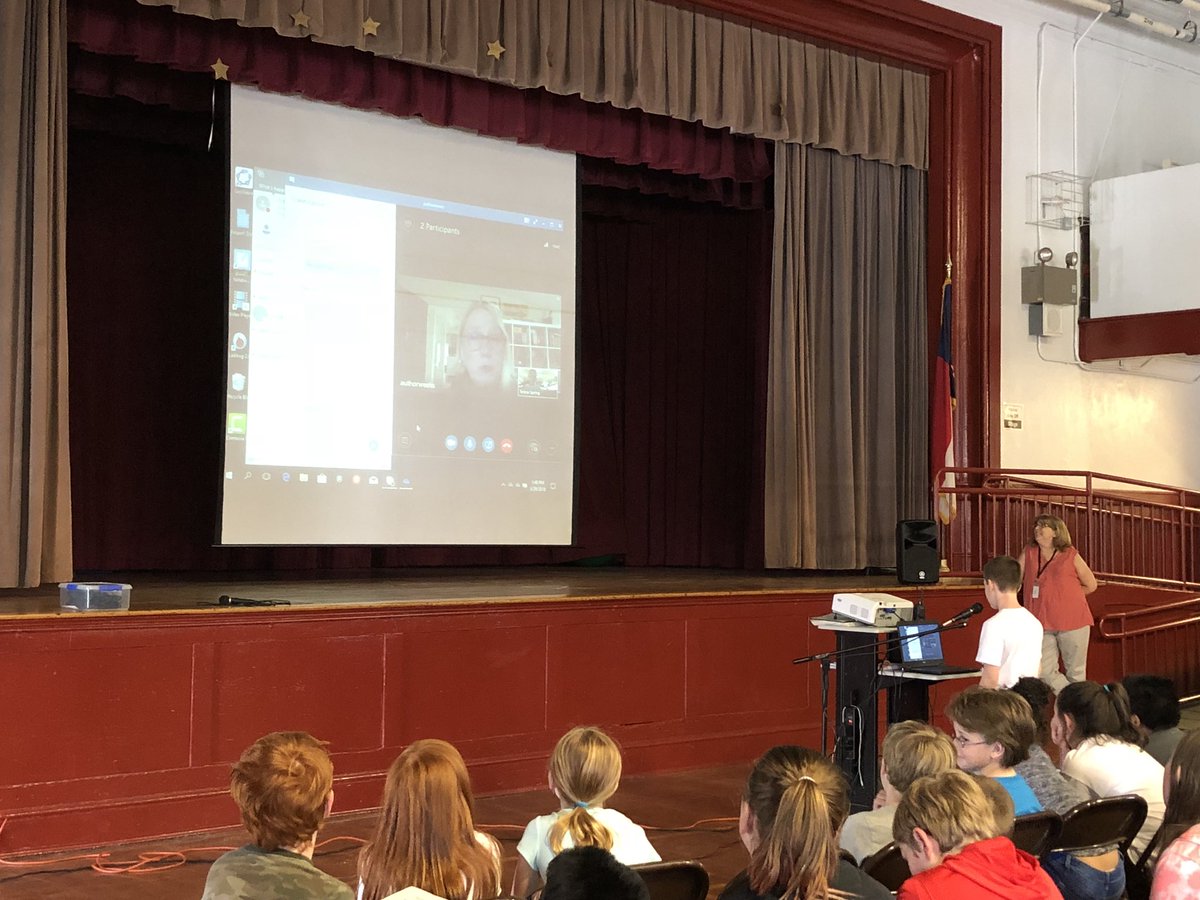 Black Mountain Elem. students meet author Sarah Weeks for a great time of Q&amp;A. <a href="/AuthorWeeks/">Sarah Weeks</a> #BCS <a href="/SpringTeresa/">Teresa Spring</a> <a href="/BuncombeSchools/">Buncombe Schools</a>