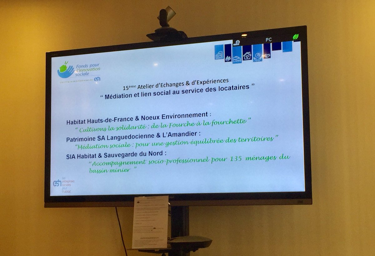 Un grand merci au Fonds pour l’innovation sociale pour l’atelier d’échanges sur la médiation et le lien social aux services des locataires #federationesh #InnovationSociale <a href="/FederationESH/">Fédération des ESH</a>