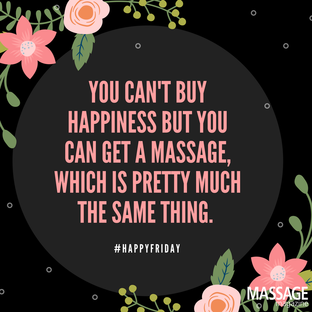 massagemag's tweet photo. Need we say more? Happy Friday to all of our Massage Therapists! <3 #happinessisamassage https://t.co/cwjOHB18ll