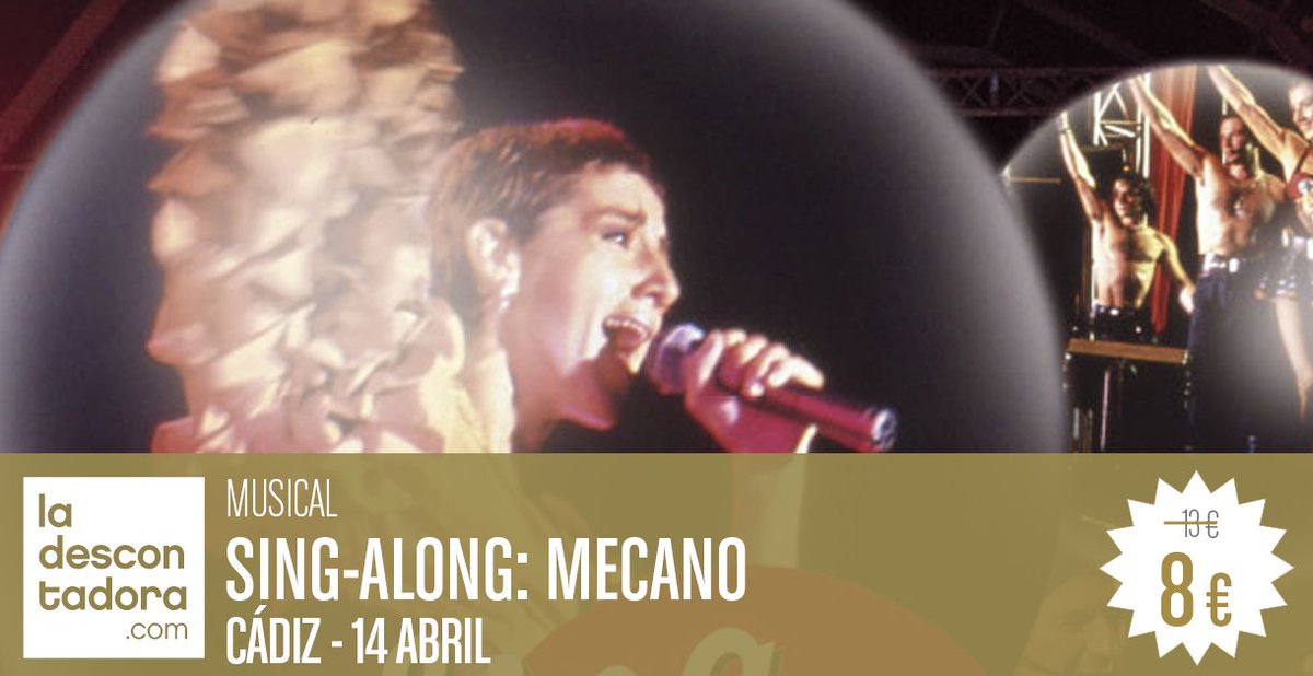 ¡#CÁDIZ, llega el  <a href="/SingAlong_es/">Sing-Along</a>   #MECANO! Nos vamos al país prohibido perdido en la falda de una montaña...  🎉🎤 El mejor espectáculo con los temazos de MECANO + animación + KARAOKE + bailarines. 
 entradas limitadas por SÓLO 8€ @LOMEJORDECADIZ   ow.ly/XvdI30jc12Z