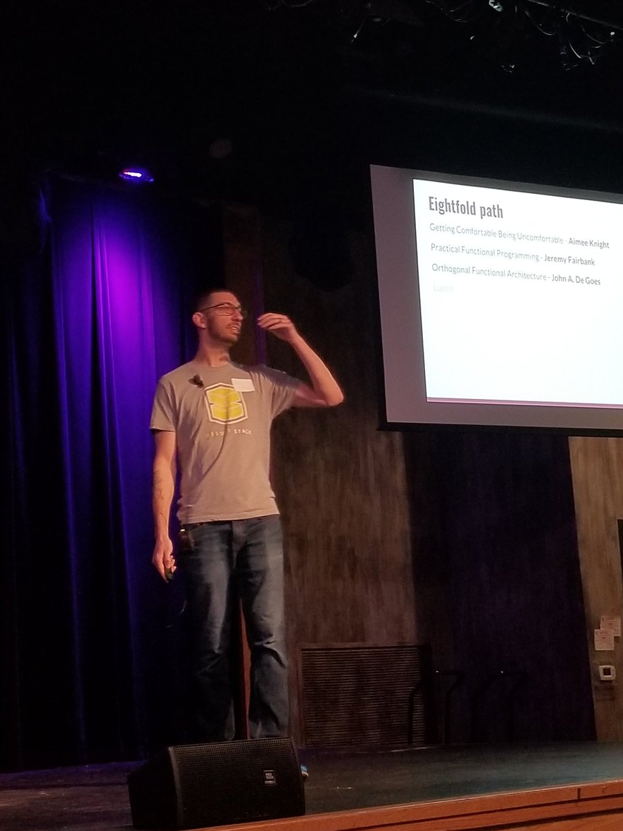 BrandenSchwartz's tweet image. Hey look, @ReidNEvans at an event for functional developers.  I know, I was as shocked as anyone.  #LambdaSquared #functionalHeroes