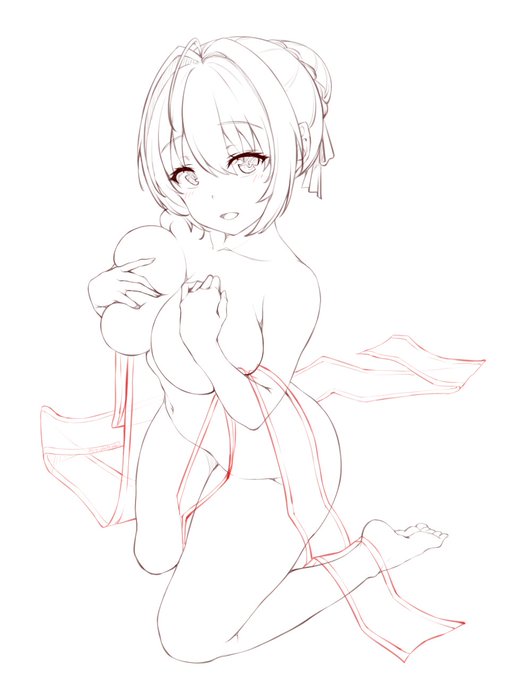 練習にちまちま描きました。塗ってくれたらうれしいです。透過pngはpixivにあげてますー
 #塗ってもいいのよ #ネロ #FateEX_LE 