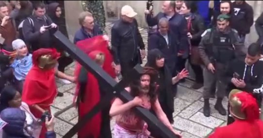CBSSoutheast's tweet image. GOOD FRIDAY: Catholic faithful and pilgrims marched through the streets of Jerusalem's Old City on Friday, tracing the path Christian tradition says Jesus walked before his crucifixion. (APTN) FRI0100