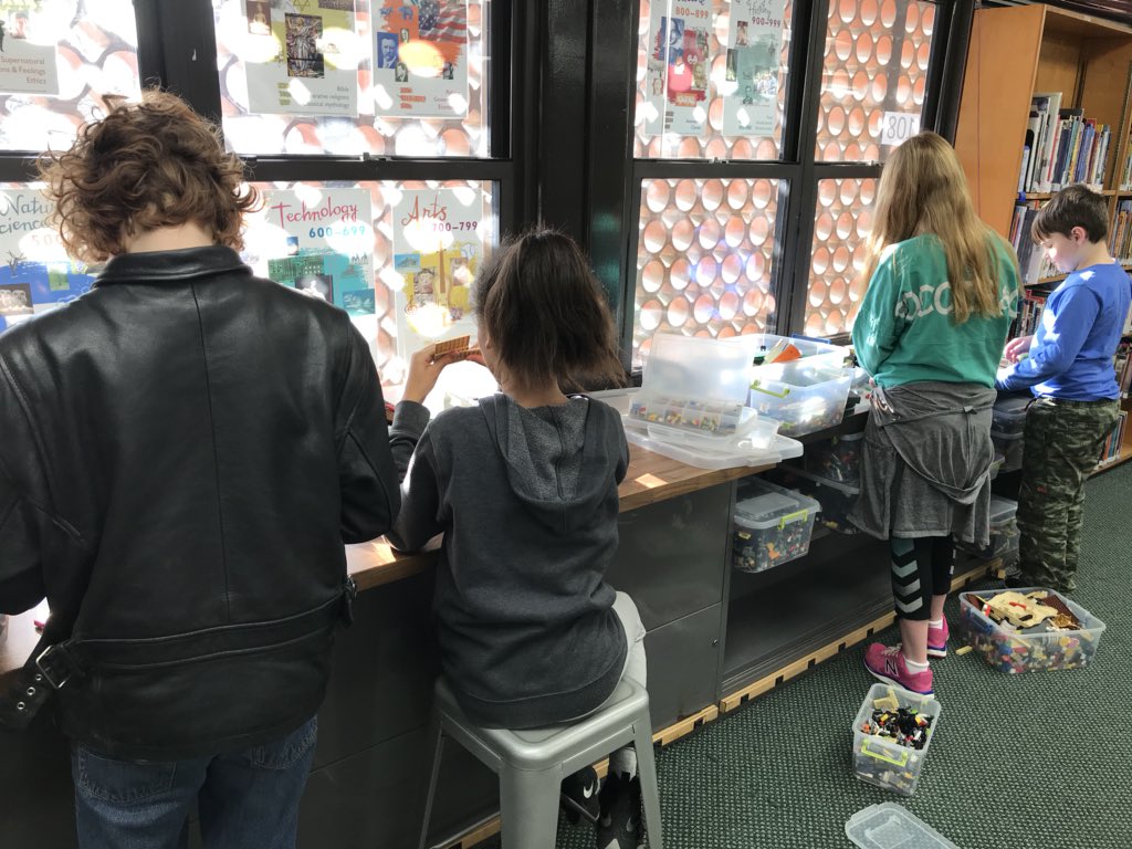 GivensLibrary's tweet photo. Sixth graders had some extra time to work on our Lego City and try out our new Makey Makey set. We are so excited to expand our options in the SCS LMC! #scslmc @Steger6Center @WG_ElementaryCS https://t.co/rj4xCWcJiA