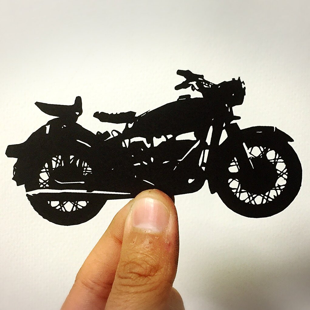 切り絵オンデマンド 今年度も終わりですが お疲れ様でした 今週末はお花見です 皆さん 良い週末を バイク 切り絵 Papercut Cutout Bike