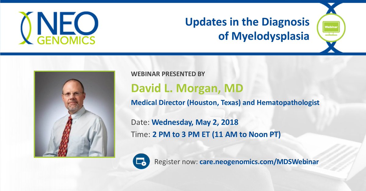 NeoGenomics's tweet image. Learn about morphologic changes associated with myelodysplasia, and their differential diagnosis. Save your seat for Dr. David L. Morgan’s webinar here: bit.ly/2GpJCCS #MDS