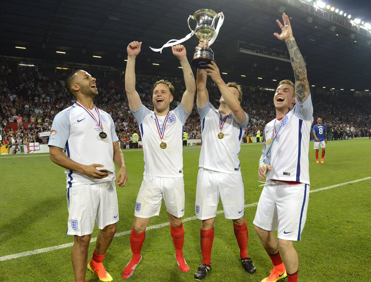 socceraid's tweet photo. RT if you will be supporting @ollyofficial and England at Old Trafford on Sunday 10th June!! #FlashbackFridays #SoccerAid 🏆 https://t.co/xgGOw7eUzs