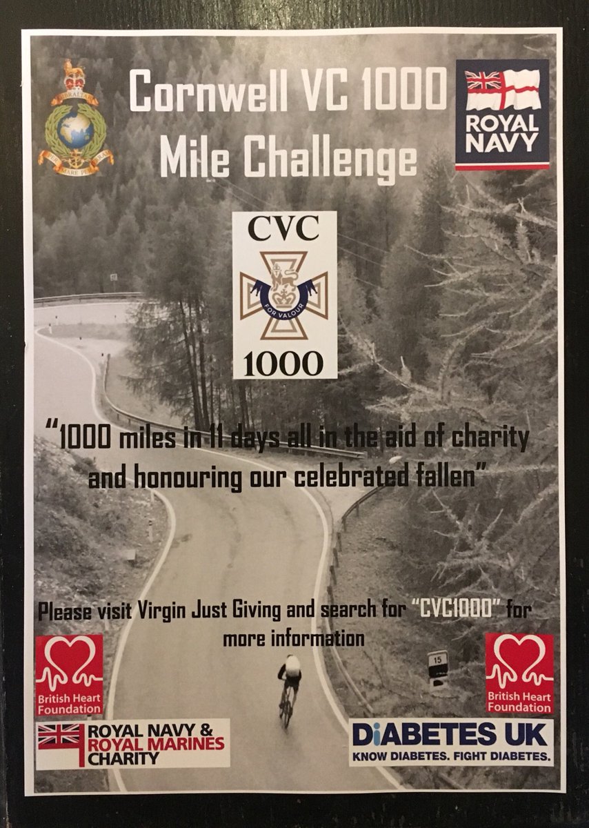 CVC_1000's tweet photo. Fresh from the printers, our poster for the CVC 1000 mile cycle challange. #CVC1000 #ArmedForces #forcessupport #cycling #retweettosupport @UKCycleChat @ukcyclingevents @RNRMC @TheBHF @DiabetesUK @HMS_RALEIGH @RoyalNavy @RoyalMarines https://t.co/bzGeRIdDdW
