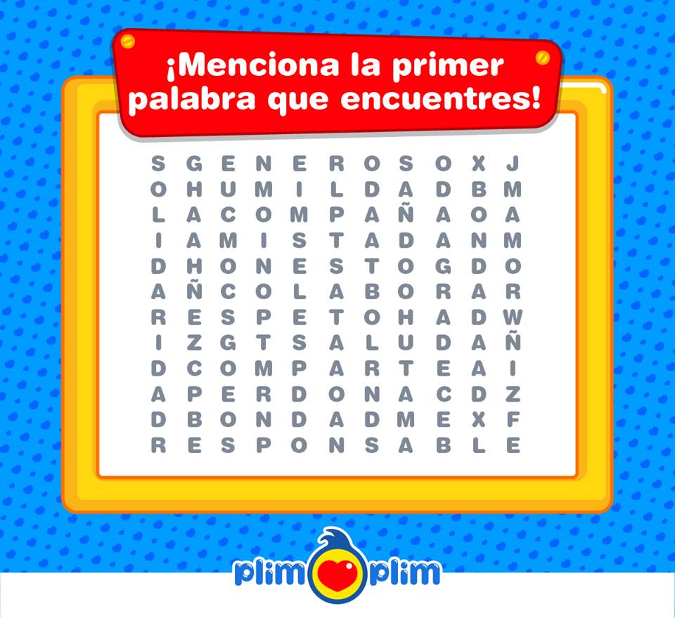 ¡Hermosas palabras! &lt;3
¡Claro que sí!
🥄🅰️🅱️
#JuegosPlimPlim #SopaLetras #Valores