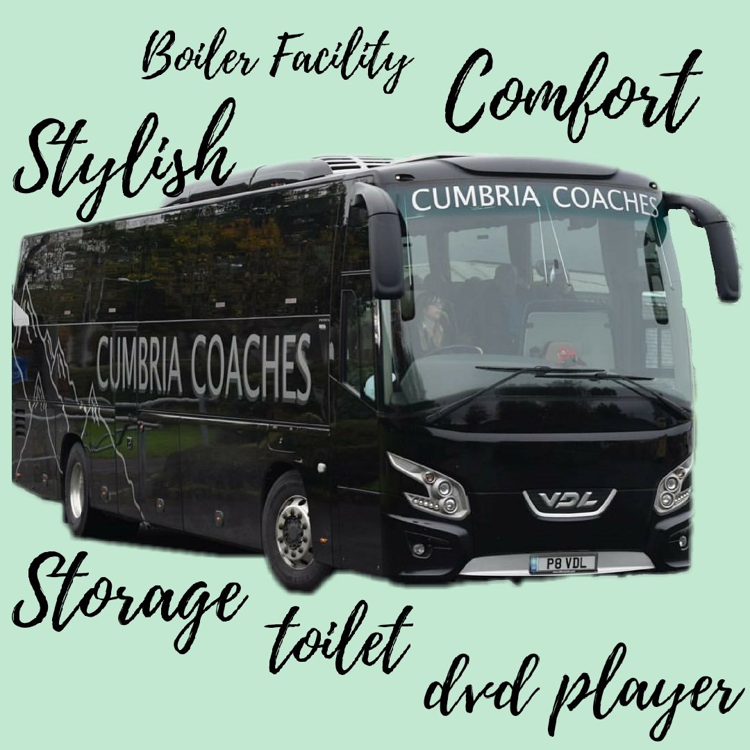 Travel in style with us.... 
Phone: (01228) 404300, Email: enquiries@cumbriacoaches.co.uk cumbriacoaches.co.uk