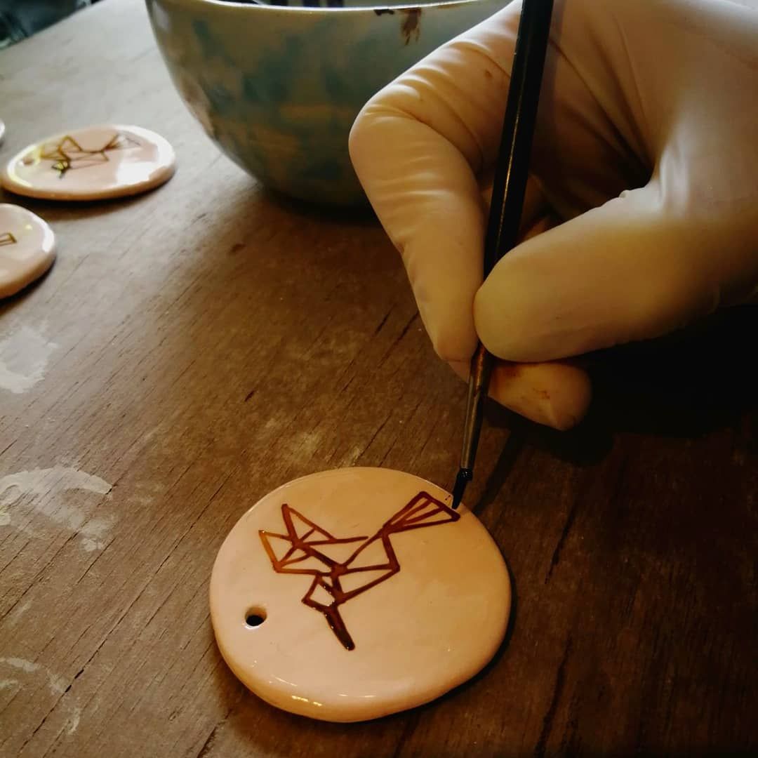 makaceramics's tweet photo. Great day in the studio today with a few new designs.. Marz out did herself with her skillful foxy and birdie painting.. Fingers and toes crossed for a good firing!!! #lovemaka #makaceramics #irishcraft #Irishdesign #madeinireland #handmadejewelry #ernesthummingbird #geostyle https://t.co/0i5ECybTVe