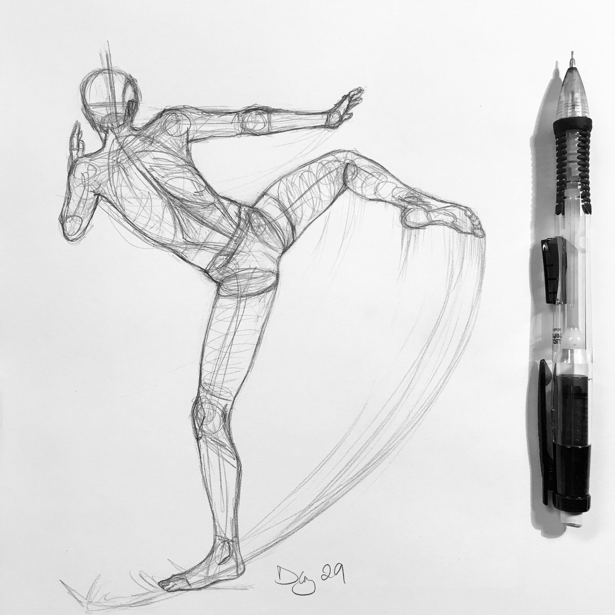 srj_art's tweet photo. #actiontrash Day 29! From yesterday. Tried to give myself a break with one character again and failed. Lol. 1 hr and I left my under structure scribbles because time. I kept dropping his hips too low and then having to redraw his lower half.
#drawing #gestureposes https://t.co/htIyfMGSjN