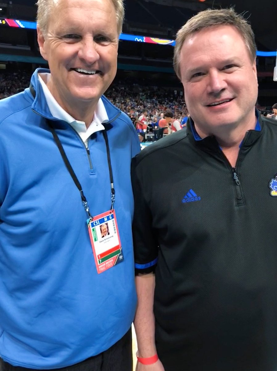 DArmstrongWow's tweet photo. With Hall of Fame Coach Bill Self at the Alamodome. KU won here in '08...let's hope history repeats itself! https://t.co/BocFkDRpt9