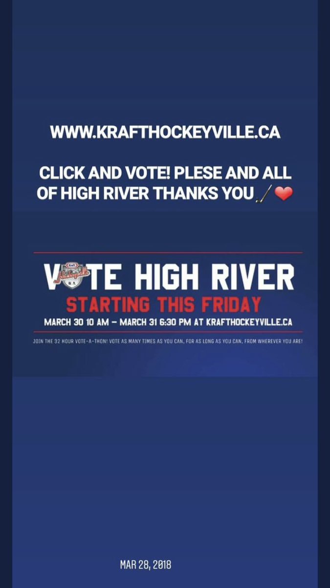 Citychic71's tweet photo. It’s almost time folks...10am is VOTING time for @HRKH2018. Vote online for High River to WIN @hockeyville. Let’s #RallyTogether Alberta! #hrkh2018 #HighRiver #hightiverflyers #highriverforkrafthockeyville2018 #VoteHighRiver #hockeyalberta 🏒🥅 https://t.co/19wyh1o4Tk