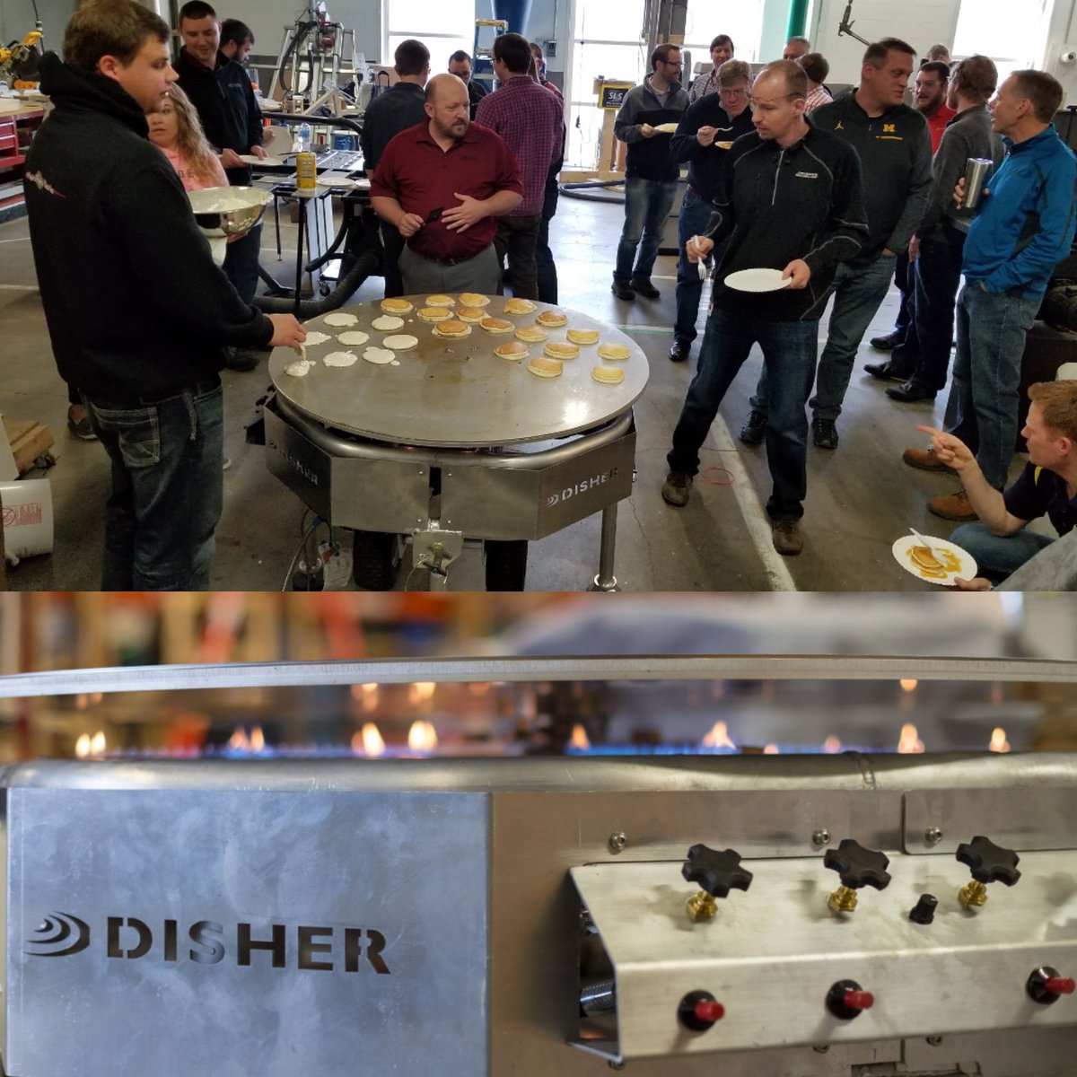 DisherDesign's tweet photo. DISHER doesnβt do anything half-baked. The team of engineers at DISHER gets geeked about the process, lean principles, and optimizing productivity through innovative ideas - even when it comes to pancakes! #Pancakes #PancakeBreakfast #EngineeringBreakfast https://t.co/CXQ3Whz0kv