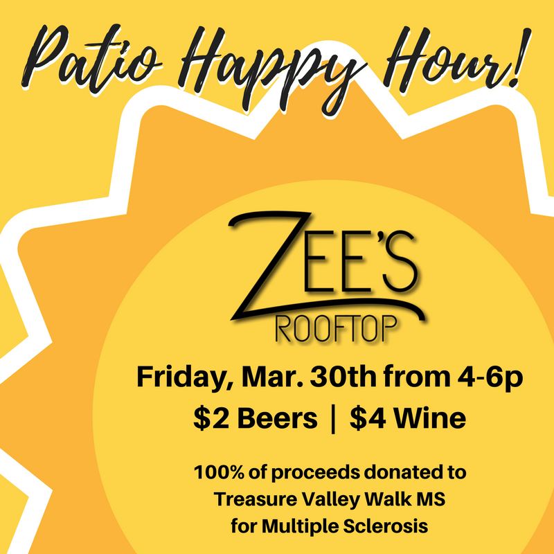 zeecatering's tweet photo. Join us to celebrate the Spring Weather 
Friday. Mar. 30th from 4-6p. 
Happy Hour Prices: $2 Beer / $4 Wine
100% of proceeds go to support Walk MS
#zeesrooftop #weareuphere #putacorkinms https://t.co/FHwXbBp5pn