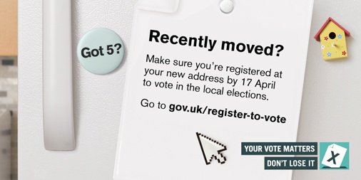 Are you a recent home-mover or new to Manchester? Make sure you re-register by 17 April to vote in the upcoming Local Elections on 3 May. Register now: socsi.in/BsdsQ