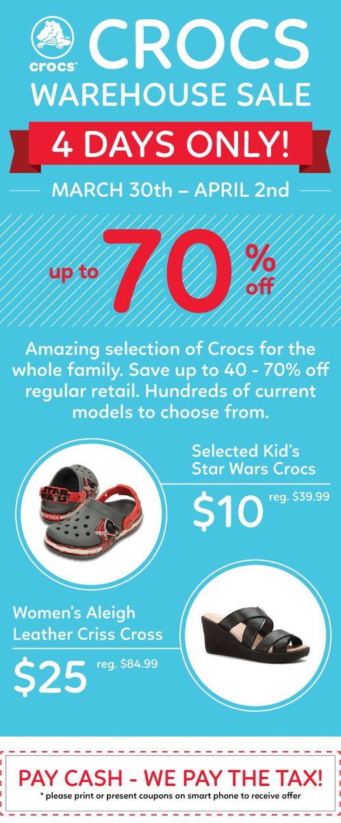 The Crocs Warehouse Sale will be at 