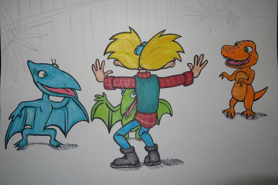 RADIndustries's tweet photo. A little #FanartFriday fun with a #HeyArnold &amp; #DinosaurTrain #crossover! #traditionalart #fanart https://t.co/8ve6pPkoXd