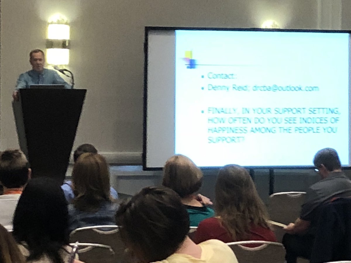SharonMWalters's tweet photo. Don’t forget happiness as a desired outcome to increase desired behavior and life quality with Dennis Reid at #apbs2018 https://t.co/vhx8zo3OKL