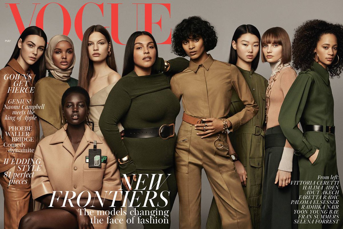 VittoCerettiBR's tweet photo. Vittoria Ceretti estampa a capa coletiva da Vogue Britânica na edição de maio, 2018. https://t.co/v3mildhbPo