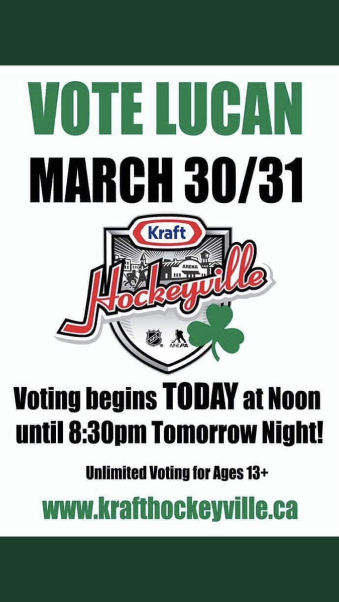 99BVO's tweet photo. Vote now for Lucan!! #lucankrafthockeyville2018 https://t.co/X1RKWs0Vvj