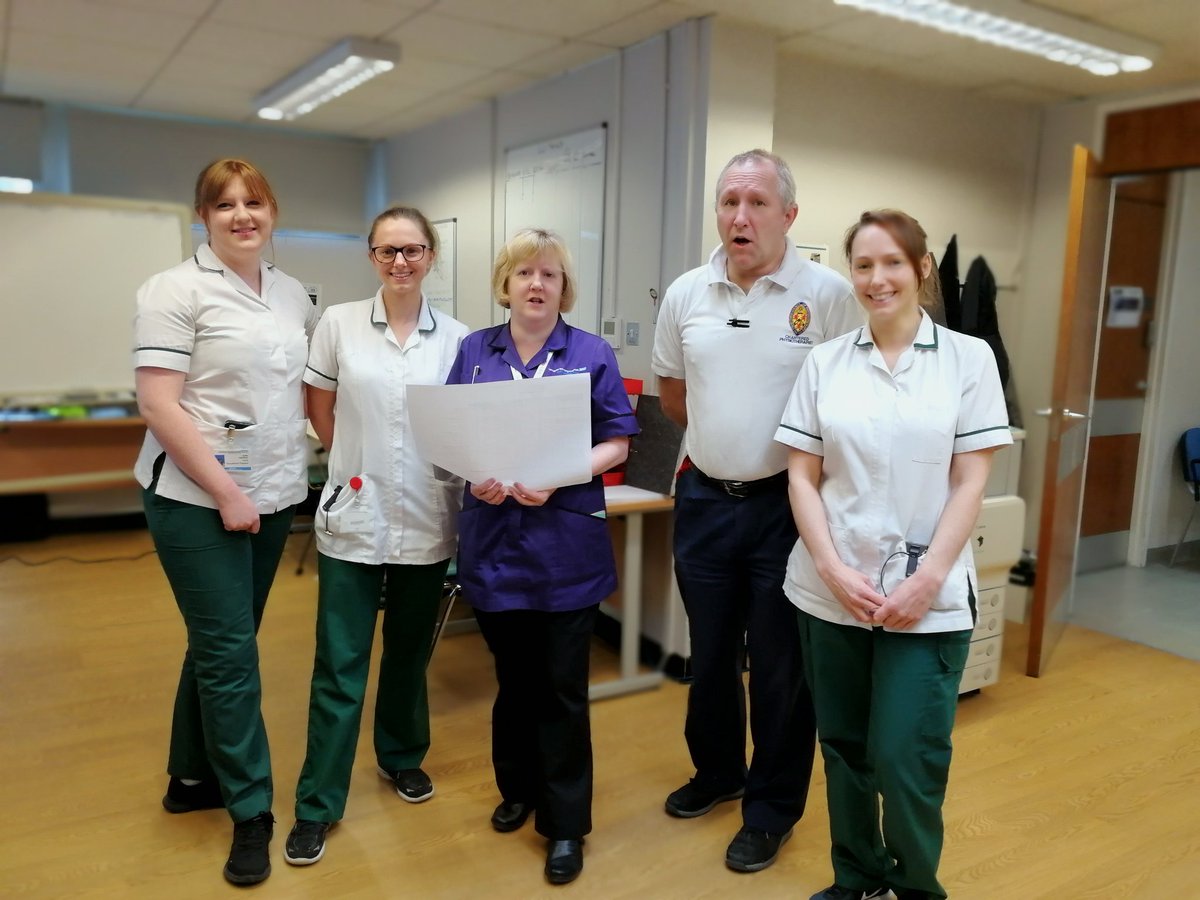 RowenaCurrieOT's tweet photo. And what a 'Good Friday' it was working with you fine people! Rene's about to serinade us! πππ #patientflow #sevendayservice #OccupationalTherapy #Physiotherapy #SAFER #endPJparalysis70 #valuepatientstime @JoGouldingOT @lizmcmullin @AnitatheOT @AilsaBrotherton https://t.co/FfaEZDTzkw