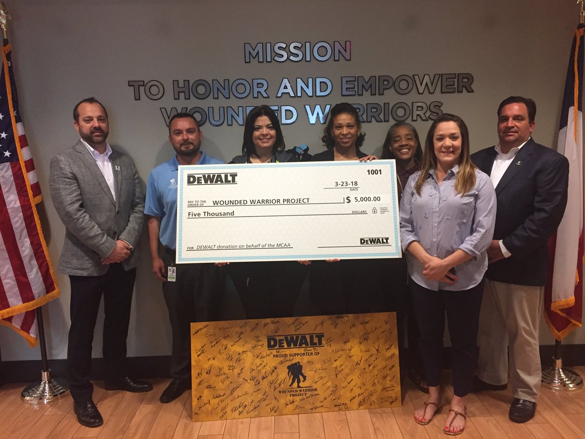 jrgentille's tweet photo. Thank you DeWALT for going ALL IN and donating $5,000 to the Wounded Warrior Project on behalf of the MCAA! What a WONDERFUL thing to do! #MCAA18 https://t.co/ffth4Eenfq