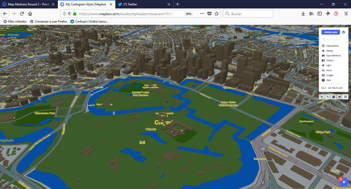 JeanMosquera's tweet photo. 3D Buildings on #NewYork, #SanFrancisco, #Toronto, #Tokio made using #MapBoxStudio @Mapbox #mapmadness18 https://t.co/j4PY0Rutck