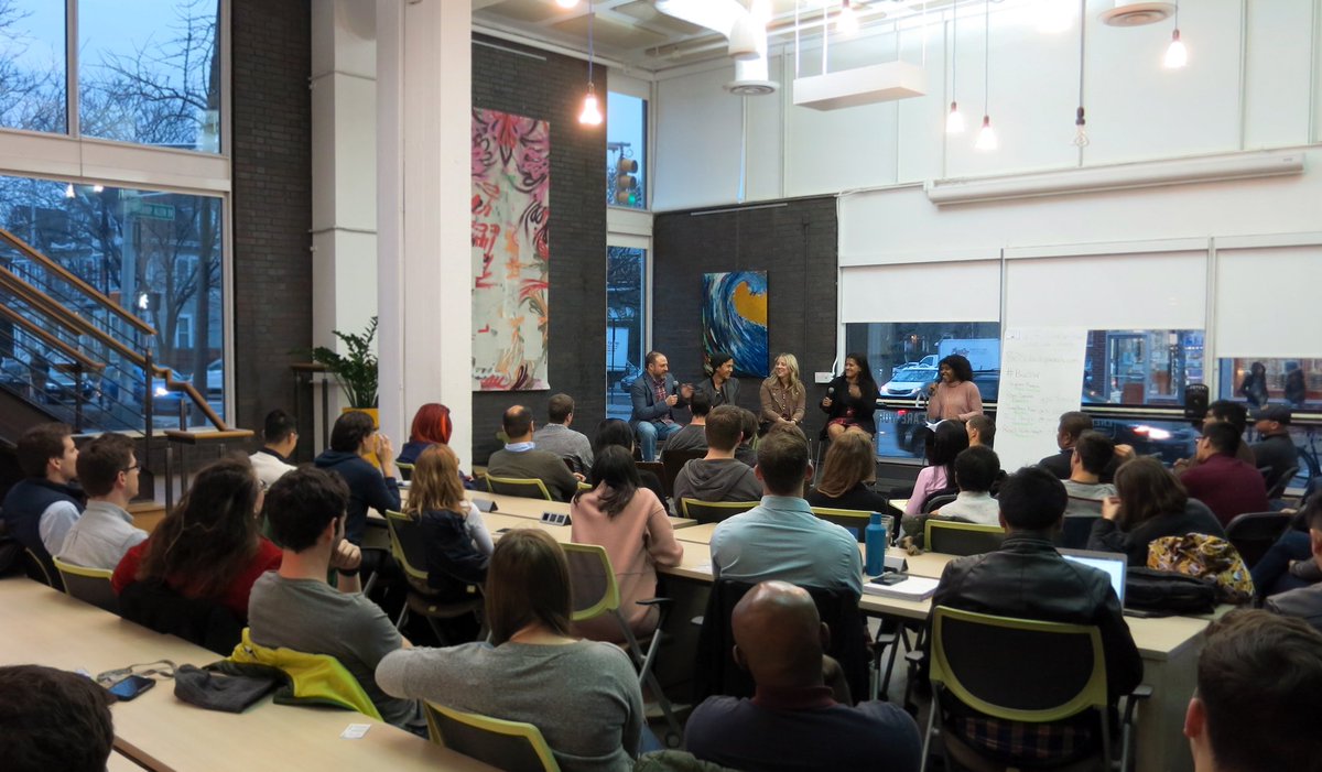 startupBOSorg's tweet photo. Lots of aspiring entrepreneurs came out to @Workbar last night to learn from @parulia, @hijonathan, @pc4media, and Meghan Maupin, in our first preview event for this year's https://t.co/V5w8G3ColH. Here are some highlights from the panel, moderated by @RizelBobb.... #BosSW https://t.co/4cS4UhOj1i