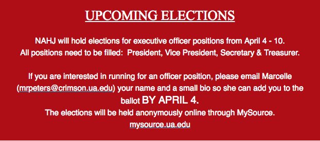 BamaNAHJ's tweet photo. Important Info about upcoming elections!! - https://t.co/MtPPlH3WdF https://t.co/1ht17CQPYE