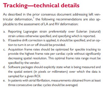 Standardization of left atrial, right ventricular, and right atrial deformation imaging using 2D speckle tracking echocardiography: a consensus document of the EACVI/ASE/Industry Task Force to standardize deformation imaging academic.oup.com/ehjcimaging/ad…